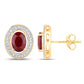 2.12 Carat Genuine Ruby and White Diamond 14K Yellow Gold Earrings