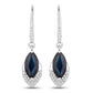2.79 Carat Genuine Blue Sapphire and White Diamond 14K White Gold Earrings