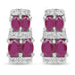 3.20 Carat Glass Filled Ruby .925 Sterling Silver Earrings