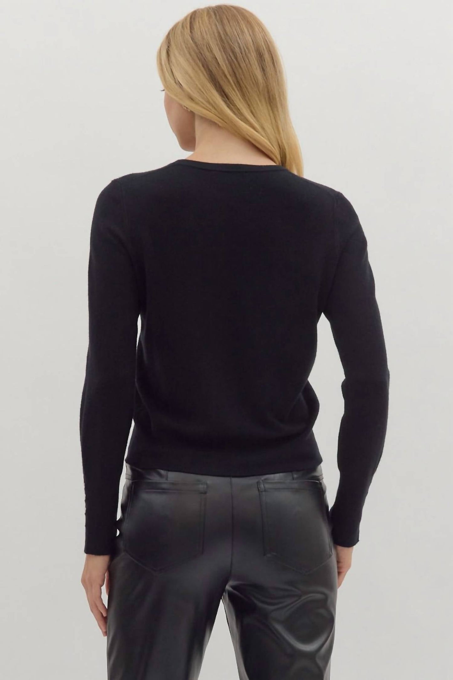 Entro - Solid Long Sleeve Knit Top