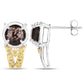 3.75 Carat Genuine Smoky Quartz, Yellow Diamond and White Diamond .925 Sterling Silver Earrings