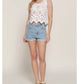 Active Basic - Sleeveless Round Neck Cotton Crochet Crop Tank Top