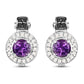 2.29 Carat Genuine Amethyst, Black Diamond and White Diamond .925 Sterling Silver Earrings