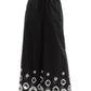 Entro - Scallop Embroidered Hem Wide Leg Pants