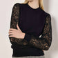 Apricot - Lace Arm Crew Neck Jumper