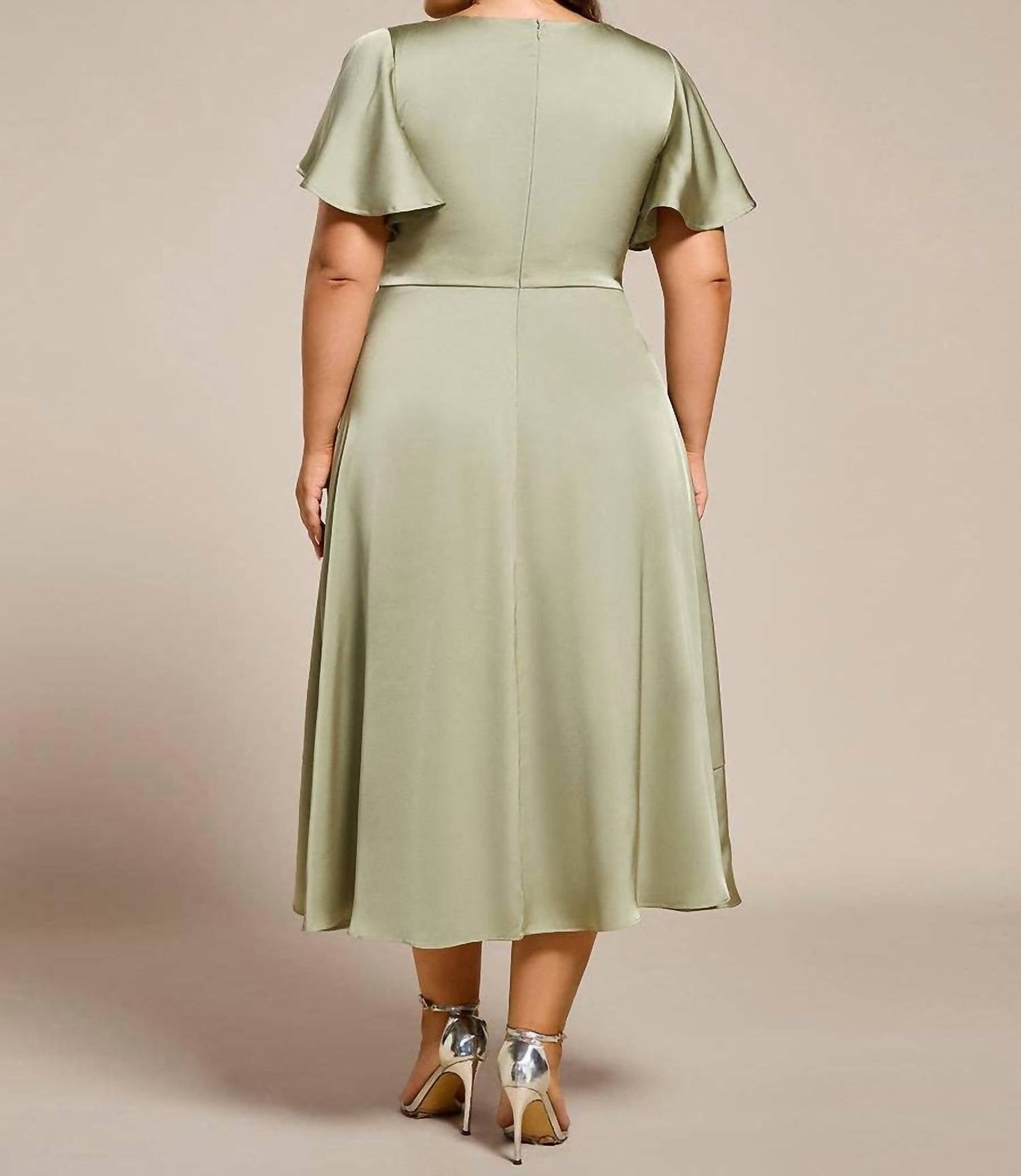 Ever-Pretty - Elegant Satin Midi Dress