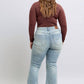 Judy Blue - Mid Rise Tinted Pin Tack Detail Flare Jeans