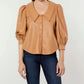 Dolce Cabo - Hollie Faux Leather Blouse with Puff Sleeves