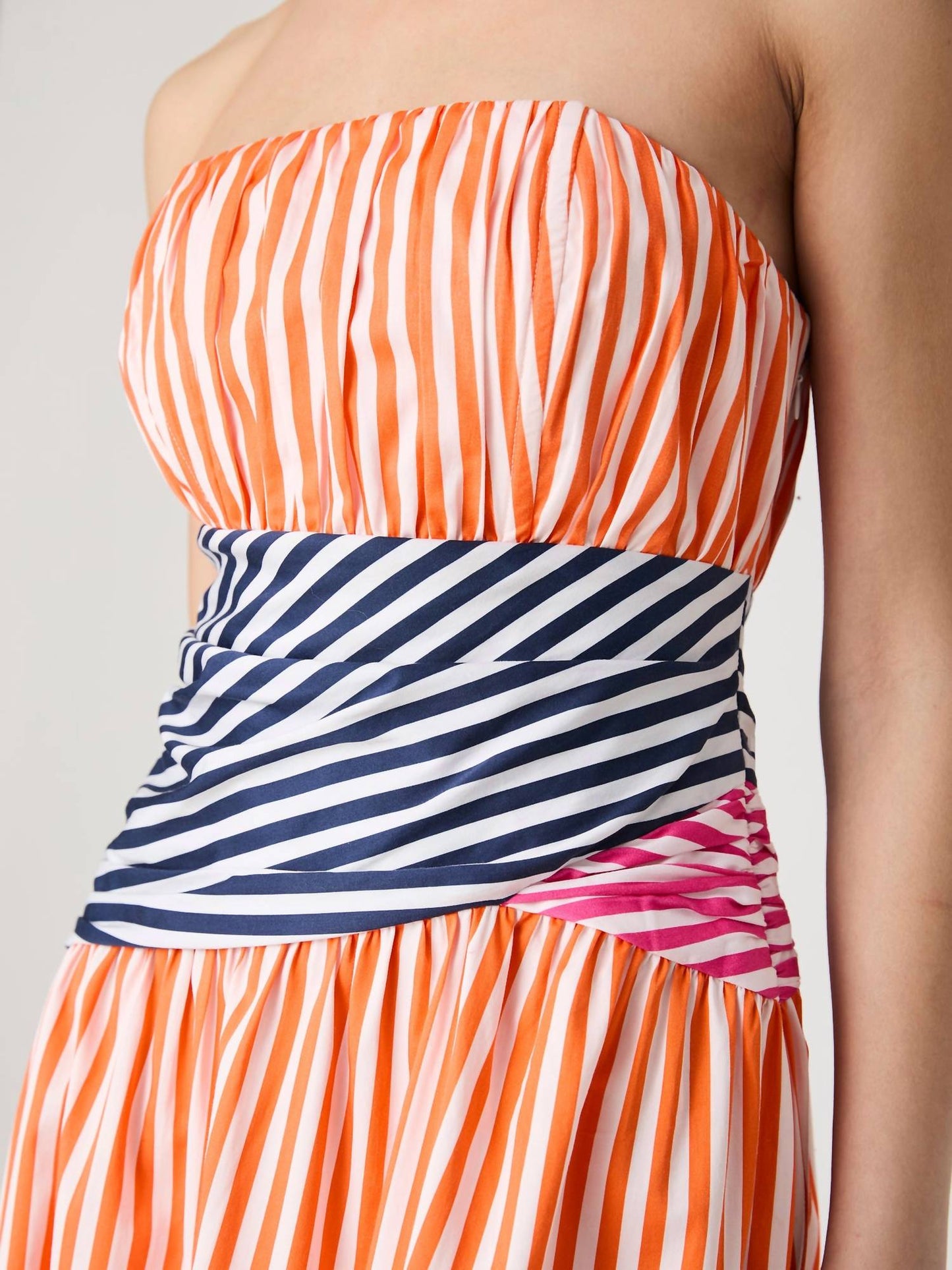 French Connection - Alexis Stripe Strapless Midi Dress