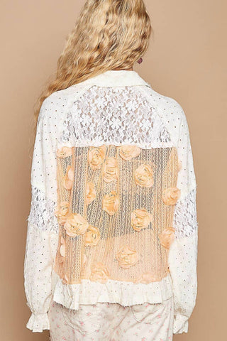 Pol - Blusa com botões e detalhes florais