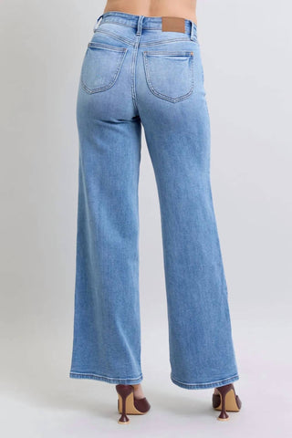 Judy Blue - Calça jeans larga tamanho grande com bolsos