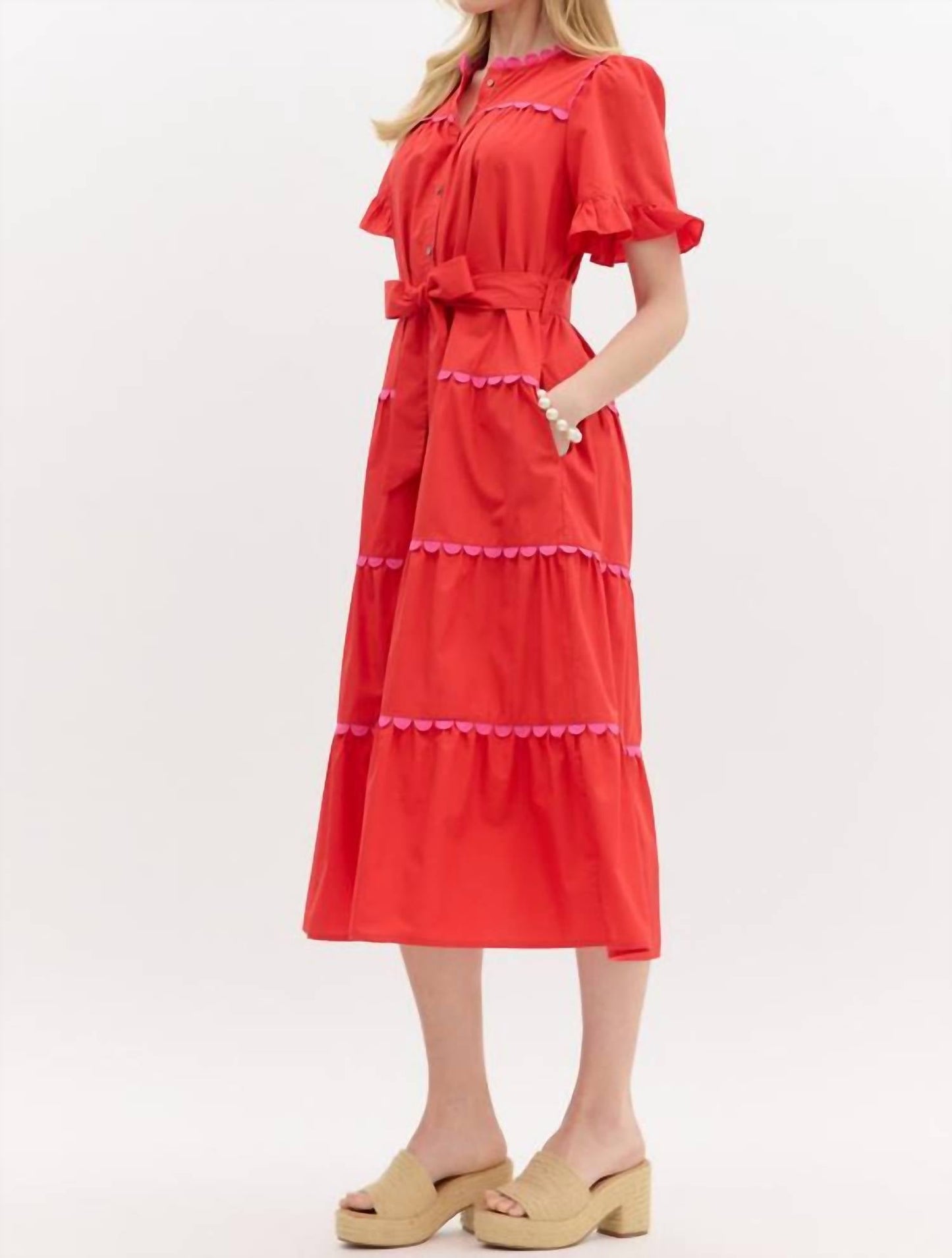 Entro - Scalloped Midi Dress