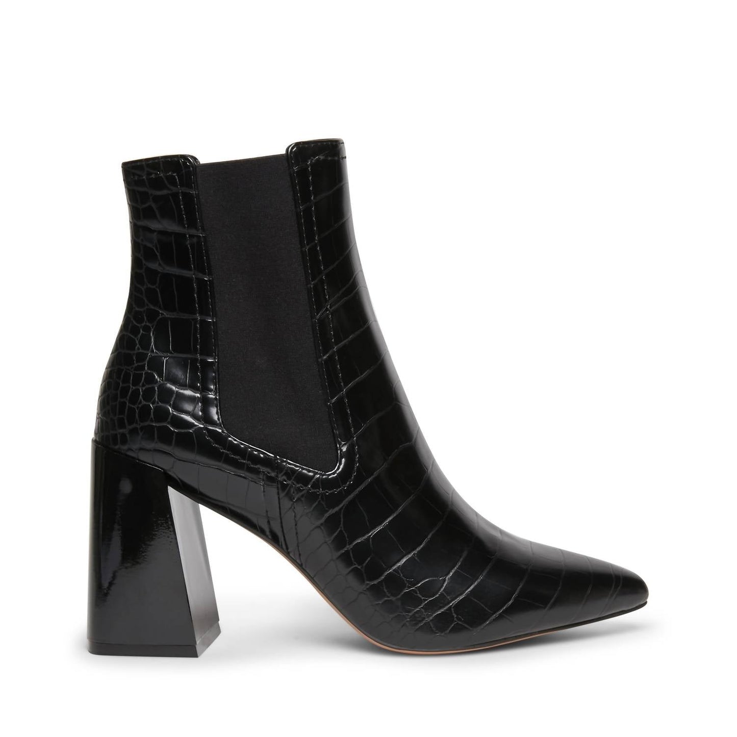 Steve Madden - Women's Patent Stamped Crocodile Stacked Heel Bootie