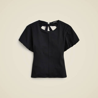 J.Crew - Blusa de manga bufante com costas abertas em mistura de algodão elástico