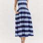 Entro - Stripe Print Strapless Pleated Midi Dress