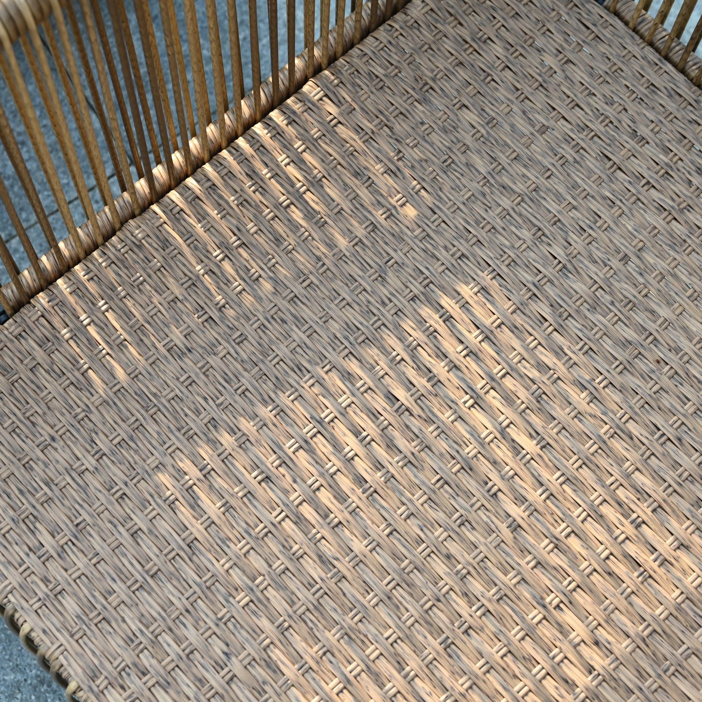 Outdoor PE Wicker 2-Seater Sofa Set with Grey Cushions and Table