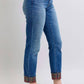 Judy Blue - Mid-rise Plaid Print Cuff Boyfriend Jeans