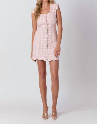Baby Pink - Scallop Cap Sleeve Mini Dress