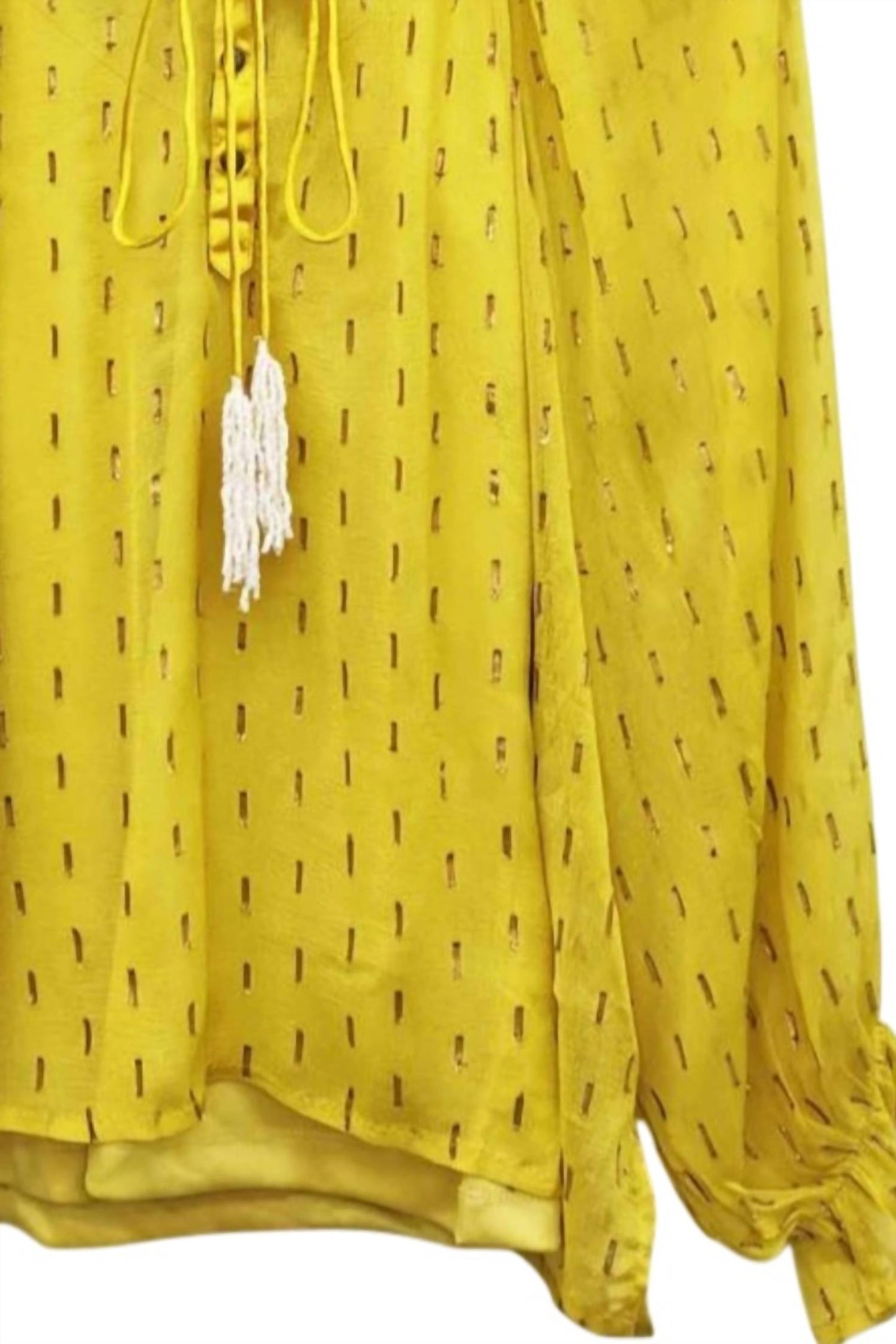 Aratta - Women's Beaded Tassel Chiffon Blouse With Cami