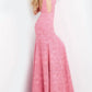 Jovani - V Neck Glitter Jersey Prom Dress