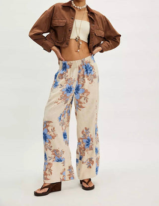 Free People - Day's End Linen Printed Pull-on Pants