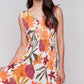 Charlie B - Printed Sleeveless V-neck Dress With Ruching At Empire Waist