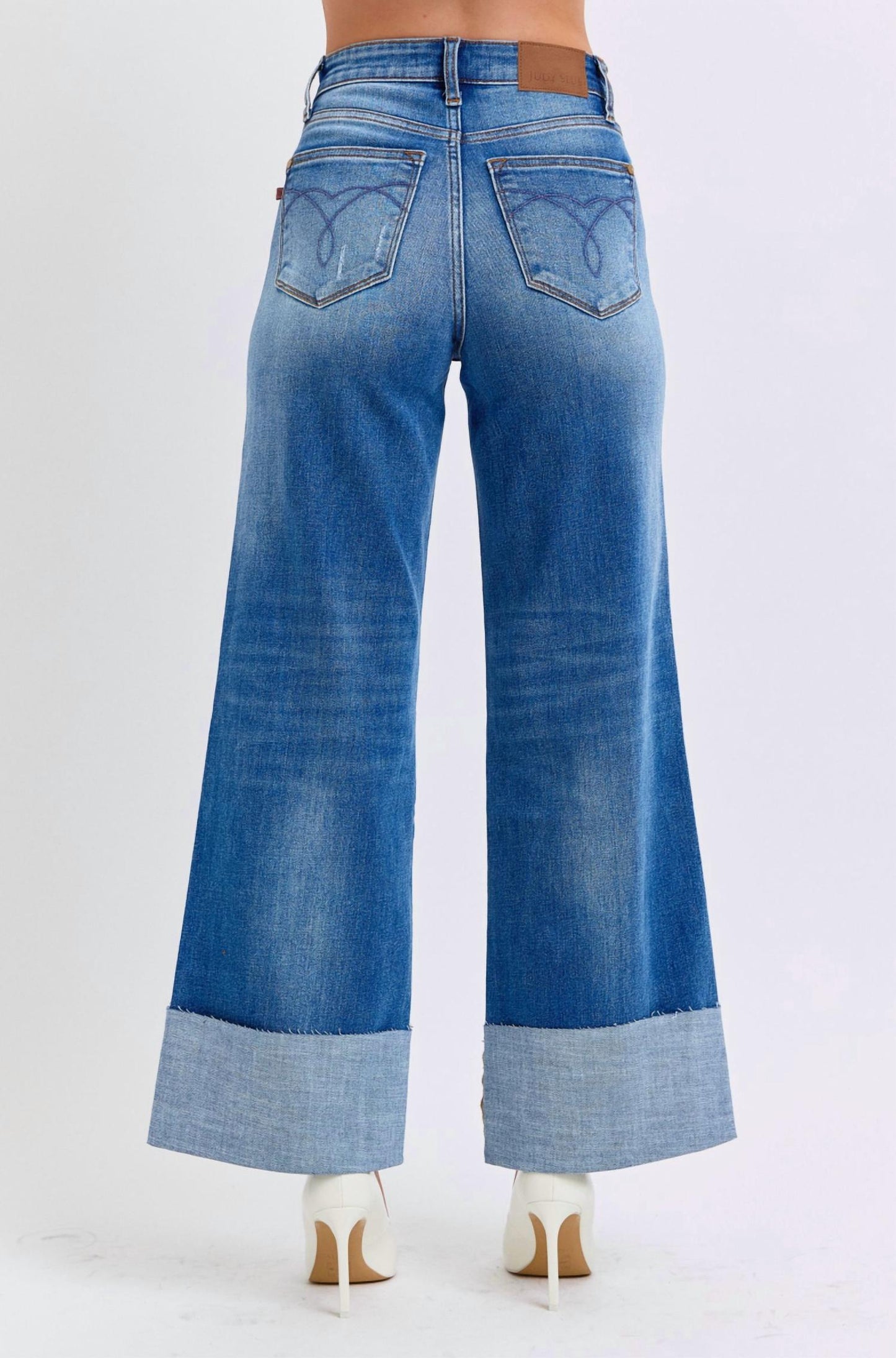 Judy Blue - Cuffed Retro Wide Leg Jeans