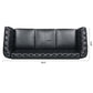 84.65" Black PU Rolled Arm Chesterfield Three Seater Sofa