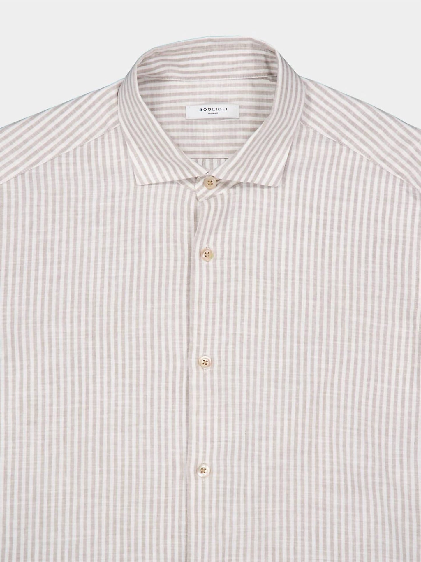 Boglioli - Men's Striped Striped Cotton-linen Shirt