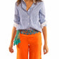 Gretchen Scott - Pique Pinstripe Top