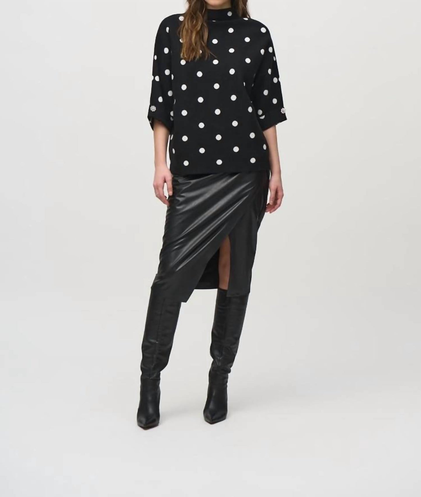 Joseph Ribkoff - Jacquard Dot Print Top Sweater