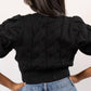 Mable - Pearl And Rhinestone Cable Knit Crop Sweater