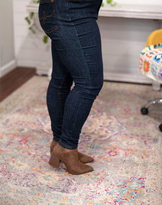 Judy Blue - Calça jeans skinny bordada com bolso traseiro e cintura alta