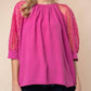 White Birch - Three-quarter Lace Sleeve Top