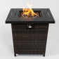 28-Inch Black Wicker Outdoor Propane Gas Fire Pit Table with Steel Top
