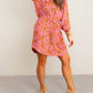Tribal - Roll-up Sleeves Mini Dress