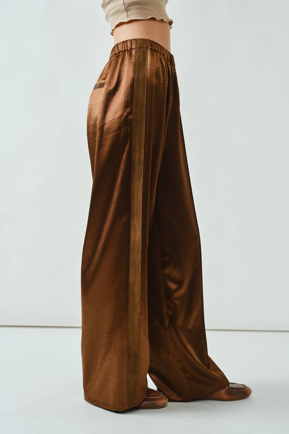 Aaron & Amber - Milo Satin Comfy Straight Pants