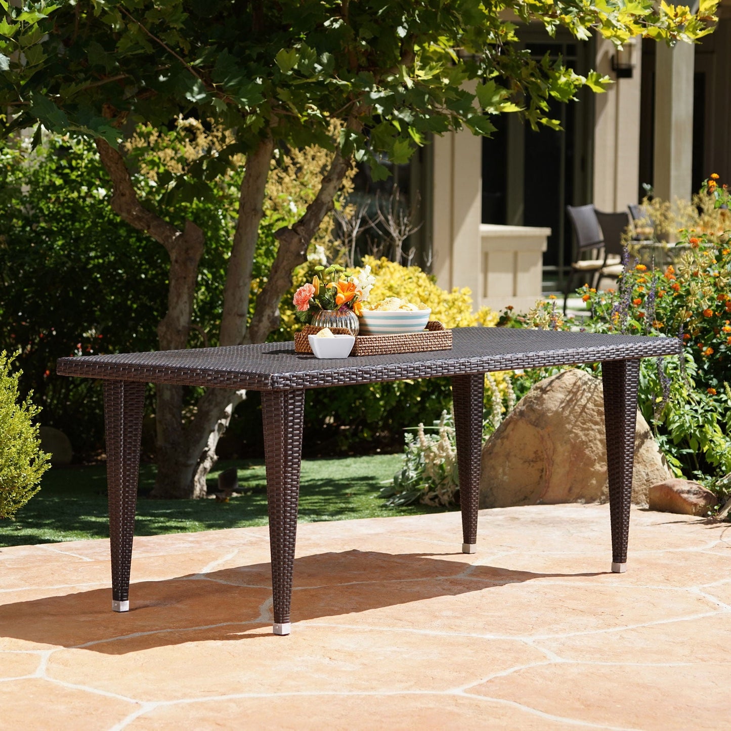 Reflect Outdoor Dining Table With Rattan Cover - Dark Gray