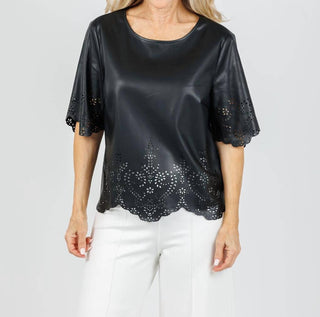 Oui - Women's Vegan Leather Top