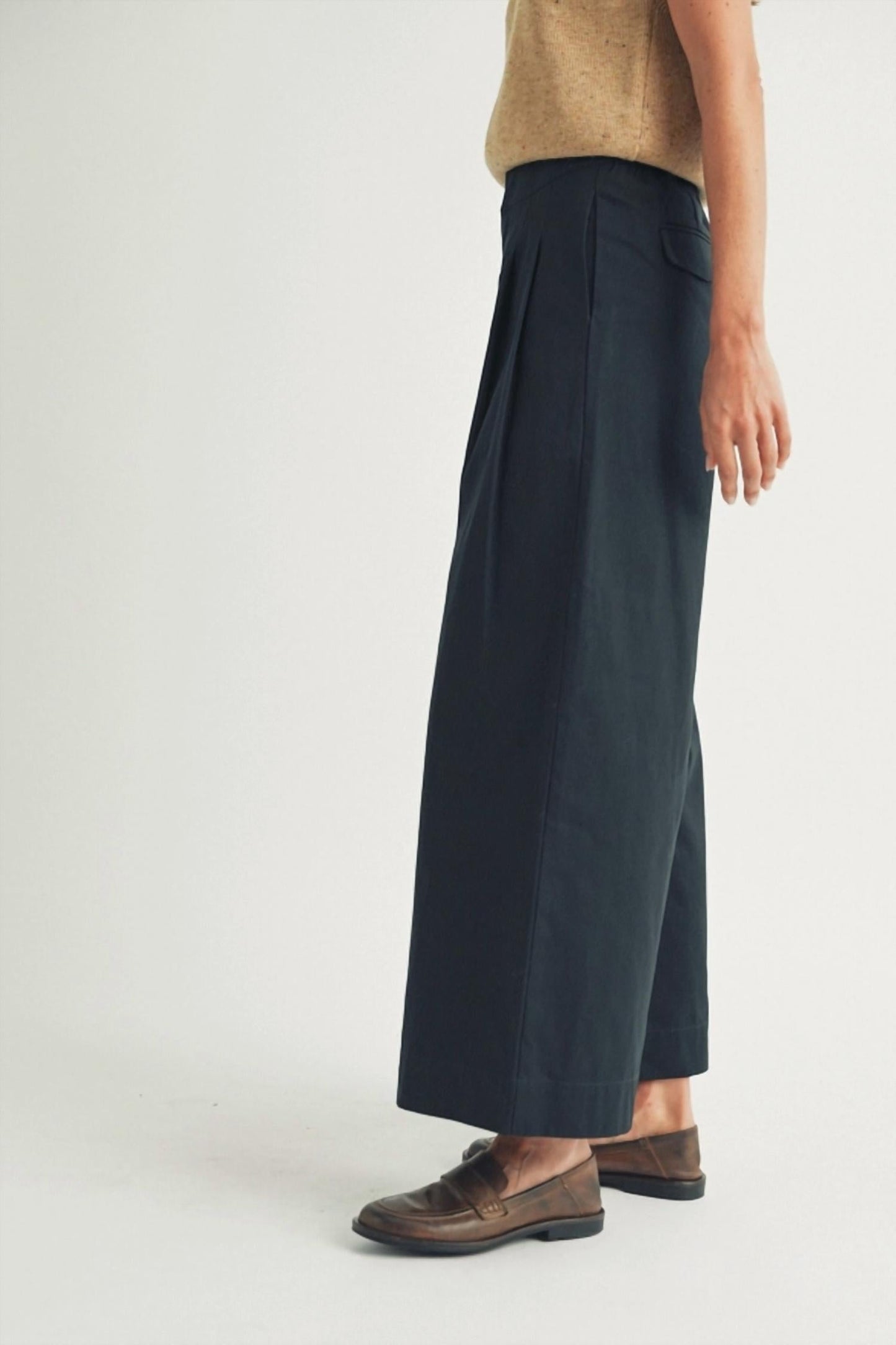 Elle Grey - Pleated Wide Leg Pants