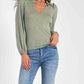 Elan - Long Sleeve V-neck Top With Ruffle Detail