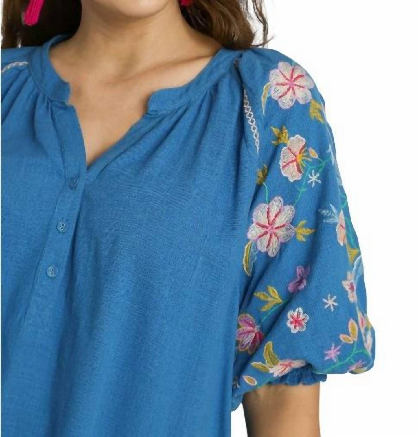 Umgee - Embroidered Sleeve Top - Plus