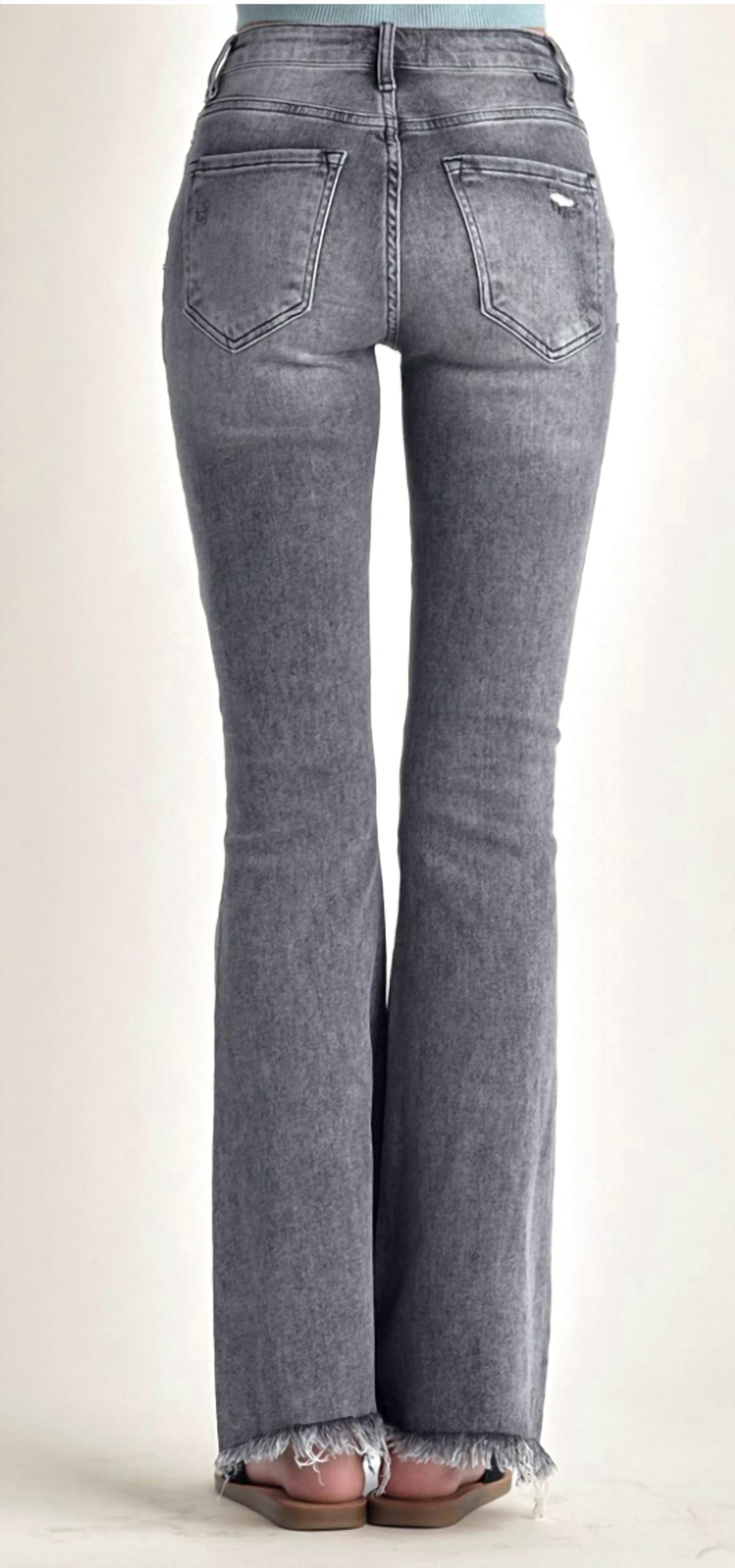 Risen - Mid Rise Button Flare Jeans