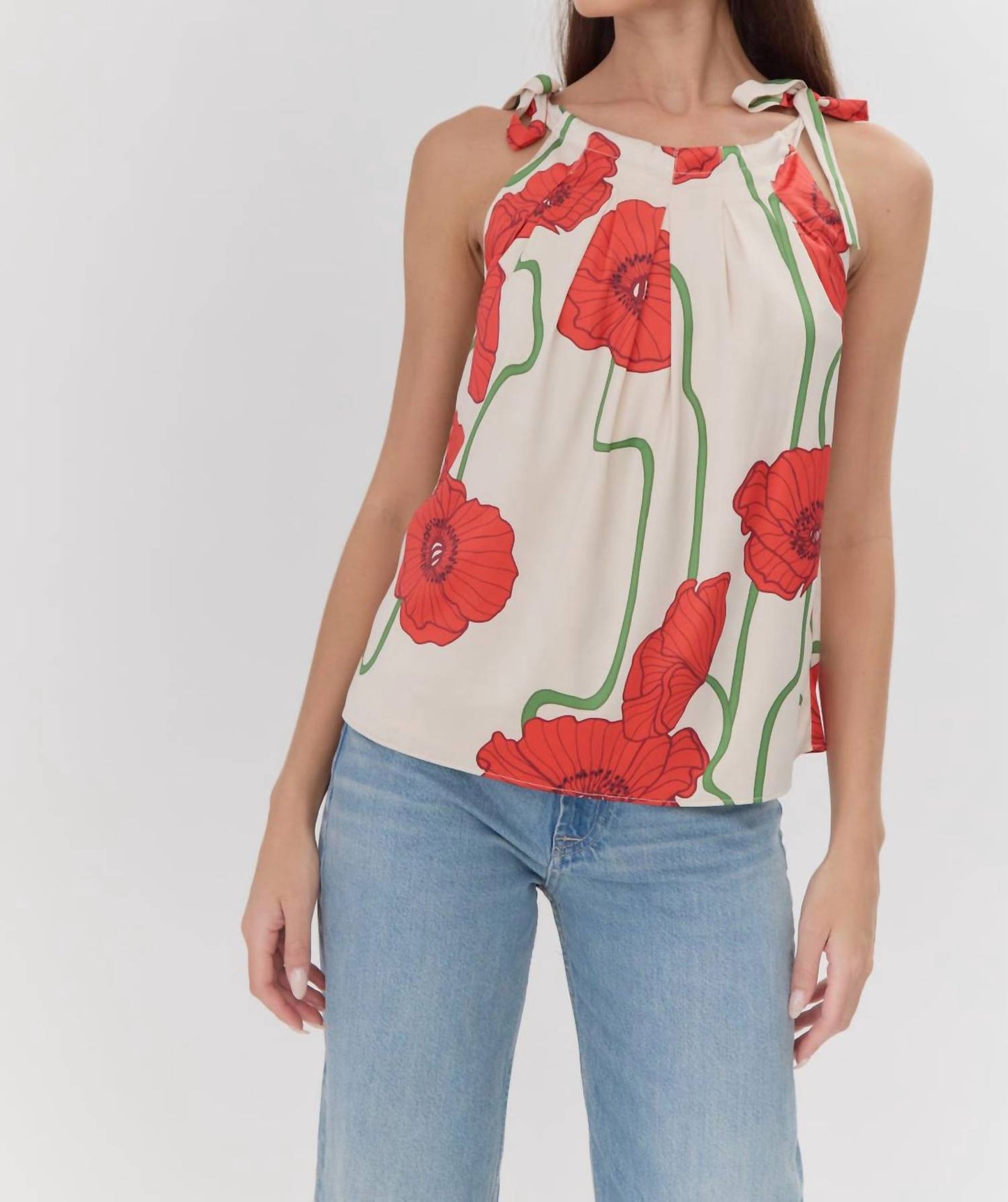 Adelyn Rae - Anaia Abstract Rose Print Side Tie Top