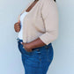 Doublju - Full Size 3/4 Sleeve Cropped Cardigan