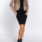 Active Basic - Women's Lapel Collar Fur Detail Faux Suede Biker Jacket