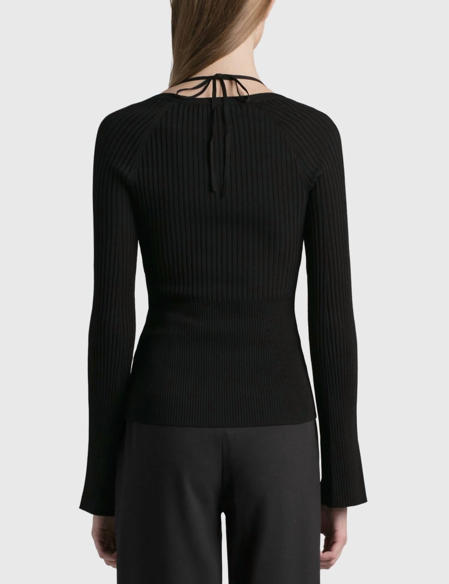 Simkhai - Minka Compact Rib Long Sleeve Halter Top