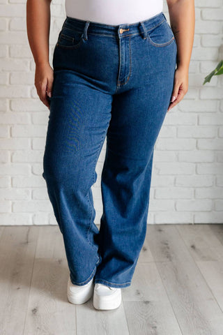 Judy Blue - Calça Jeans Vintage de Cintura Alta e Perna Larga
