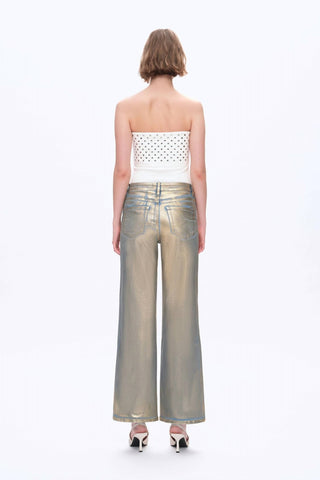 Bayeas - Metallic High Rise Wide Leg Jeans