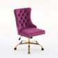 Office Chair Modern Velvet Upholstered Tufted Button (Purple)